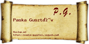 Paska Gusztáv névjegykártya