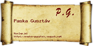 Paska Gusztáv névjegykártya